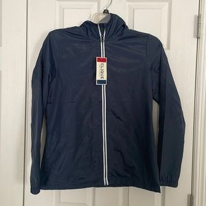 Women’s large navy hooded windbreaker